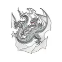 Traditional style tattoo featuring two dragons protecting a sacred object tattoo design idea