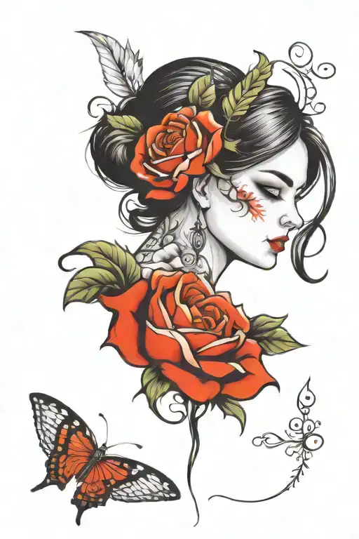 Create a tatoo of person who has healed from her past traumas & gained her powers tattoo design idea