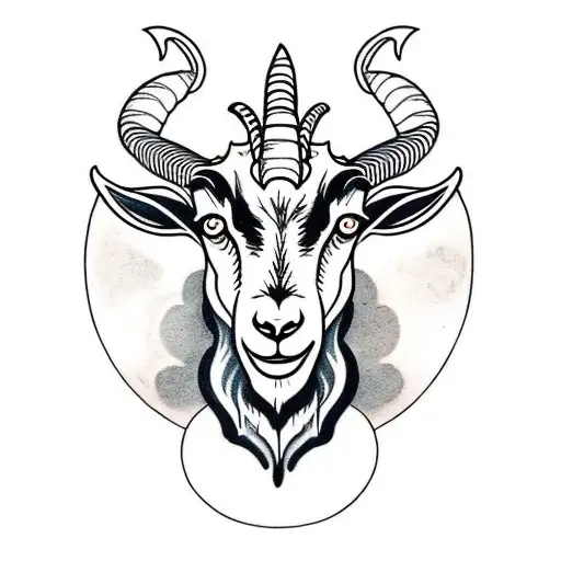 goat with an eye of Capricorn sign tattoo design idea
