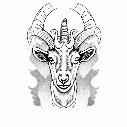 goat with an eye of Capricorn sign tattoo design idea