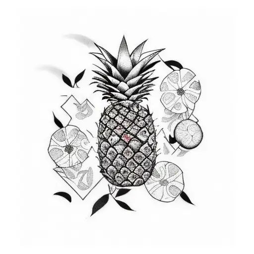 Pineapple and mango tattoo design idea