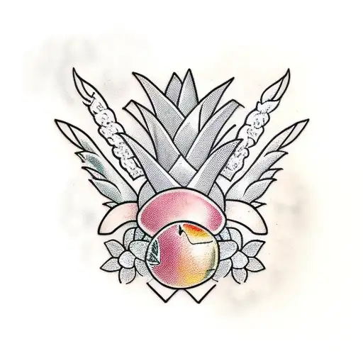 Pineapple and mango tattoo design idea