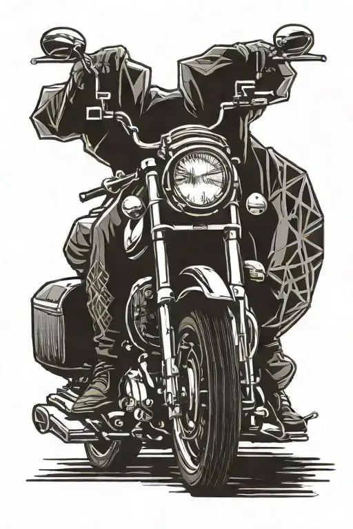 nomad traveler on a motorcycle tattoo design idea