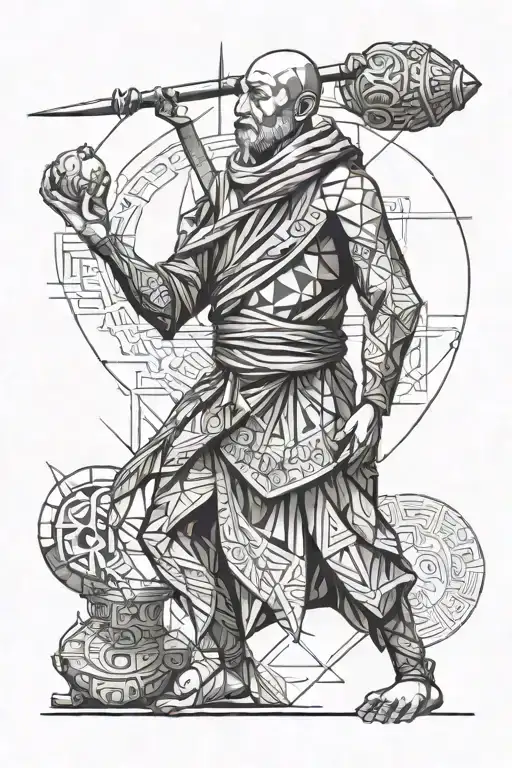 nomad venturer traveling monk tattoo design idea