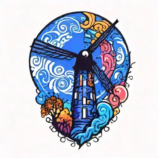 windmill road winding tattoo design idea
