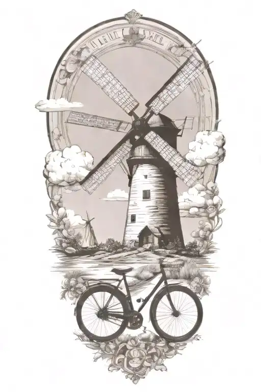 windmill tattoo design idea