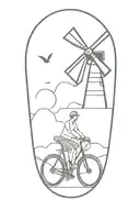 bicycle and windmill    tattoo design idea