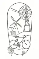bicycle and windmill    tattoo design idea