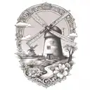 windmill tattoo design idea