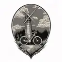windmill road and bike   tattoo design idea