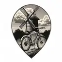 windmill road and bike   tattoo design idea
