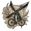 windmill and triathlon bicycle   tattoo design idea