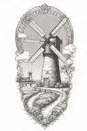 windmill and road  tattoo design idea