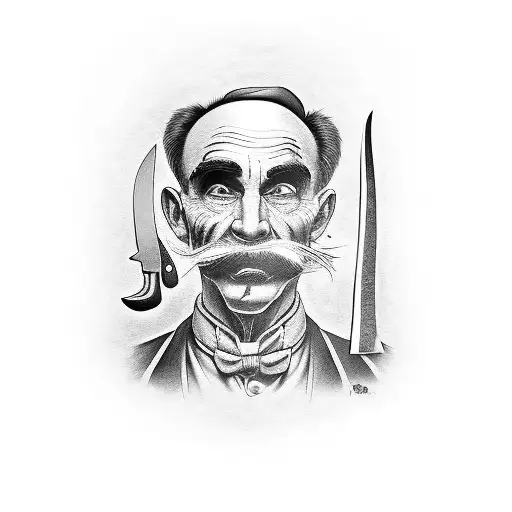 Bill The Butcher with But her knife tattoo design idea