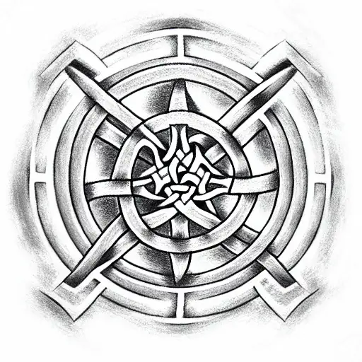 Celtic Trinity Knot Shield Design, cross shield tattoo design idea