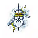 Zeus with lightning bolt tattoo design idea
