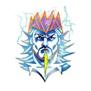 Zeus with lightning bolt tattoo design idea