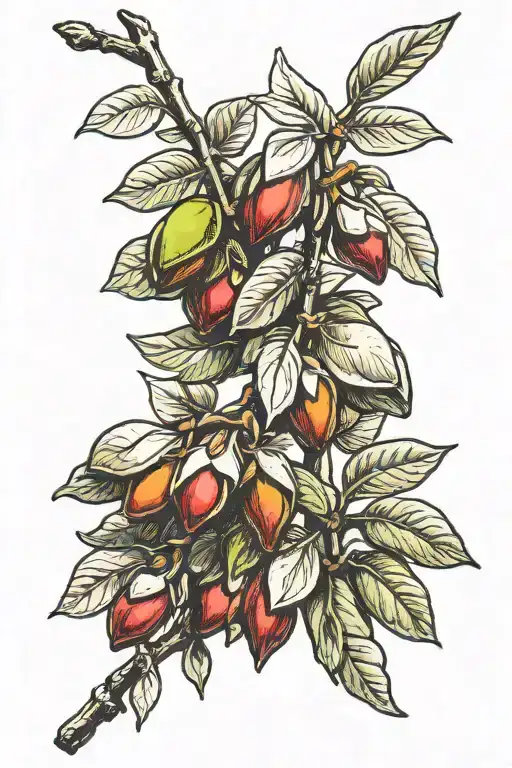 pistachio tree branch tattoo design idea
