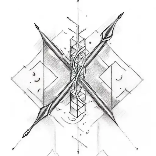 A sketch style tattoo of an arrow transforming into a DNA strand tattoo design idea