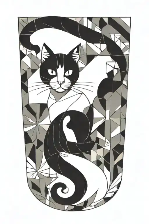 a cat that is stretching upwards lifting tattoo design idea