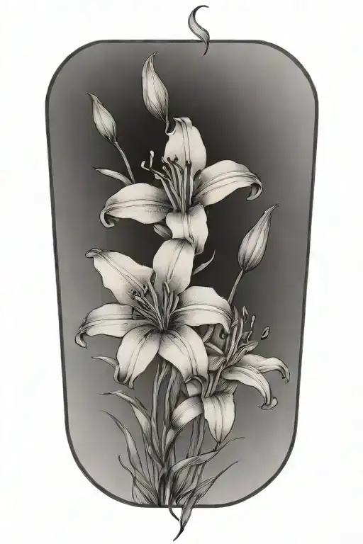 3 single line fineline tiger lily flowers middle flowers is bigger than 2 others  tattoo design idea