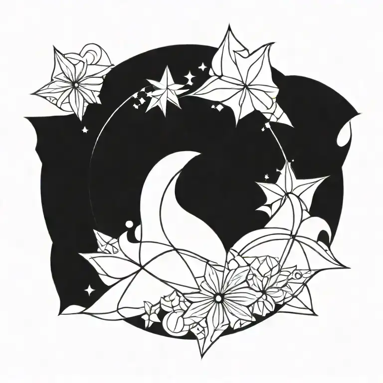 mandala design, round shape, with stars  tattoo design idea