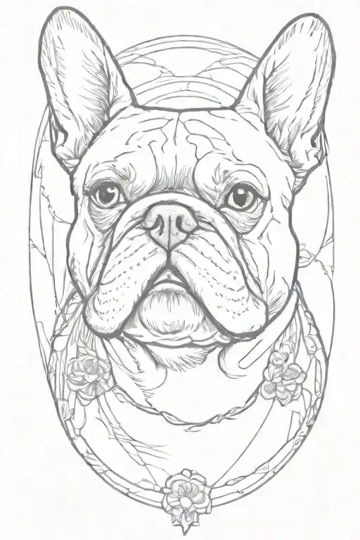 french bulldog head tattoo design idea