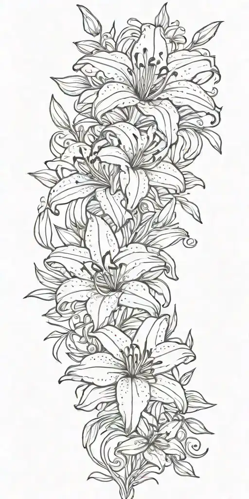 Single Line Fineline Tiger Lily Flower X1XnwgGYjwkr1M6ihAiBK7 Sketch Tattoo  - BlackInk AI