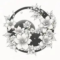 moon tattoo with flowers tattoo design idea