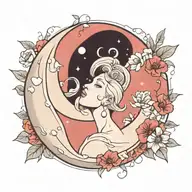 moon tattoo with flowers tattoo design idea