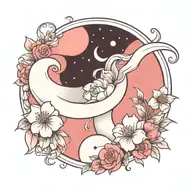 moon tattoo with flowers tattoo design idea