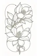magnolia flower intertwined with some dots and a moon  tattoo design idea