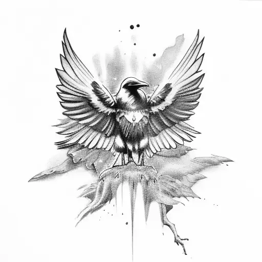 RAVEN WITH WINGS tattoo design idea
