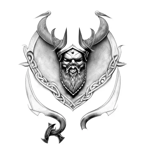double viking axe tattoo design idea