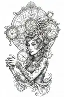 Aquarius, ocean, endless time, 11:11, wanderlust & steam punk theme, forearm placement tattoo design idea