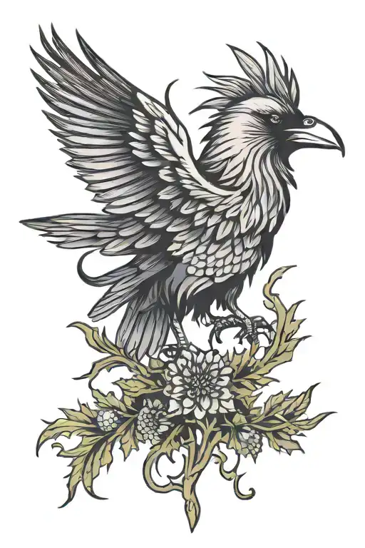 raven thistle Scottish flag  tattoo design idea