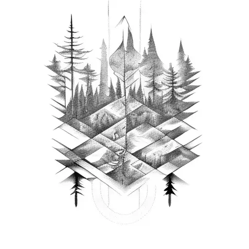 Blackwork "Forest" Tattoo Idea BlackInk AI