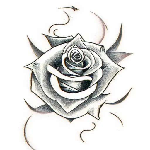Rose with a dragon spiraling around the stem  tattoo design idea