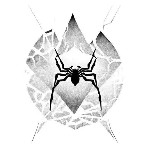 Spider-Man swinging through a cityscape at sunset tattoo design idea