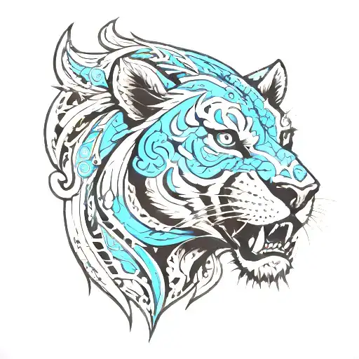 Detroit lions upper body roaring tattoo design idea