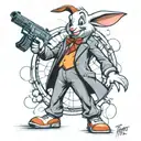roger rabbit pretending to be marty mcfly tattoo design idea