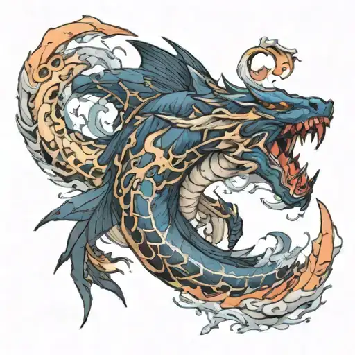 FFXIV Leviathan preparing it's signature attack, Tidal Wave tattoo design idea