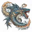 FFXIV Leviathan preparing it's signature attack, Tidal Wave tattoo design idea