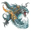 FFXIV Leviathan preparing it's signature attack, Tidal Wave tattoo design idea