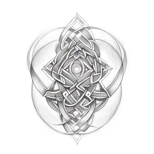 A portrait of a woman with intricate Celtic knotwork tattoos, combining a love for women and Ireland tattoo design idea