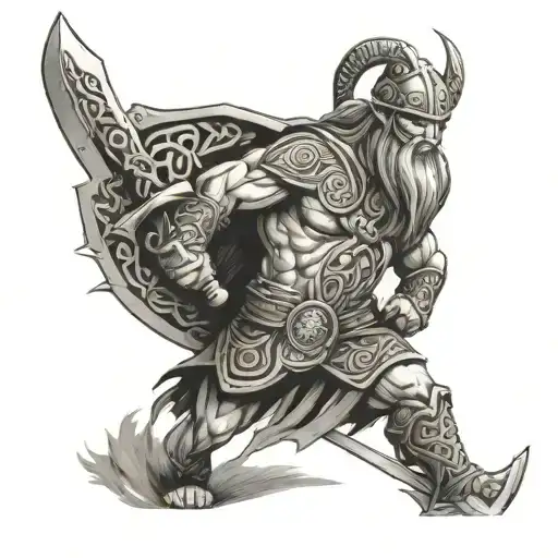 Celtic warrior with axe  tattoo design idea