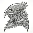 Celtic warrior head with celtic knot work background tattoo design idea