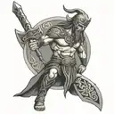 Celtic warrior with axe  tattoo design idea
