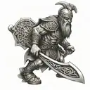 Celtic warrior with axe  tattoo design idea