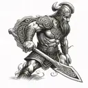 Celtic warrior with axe  tattoo design idea